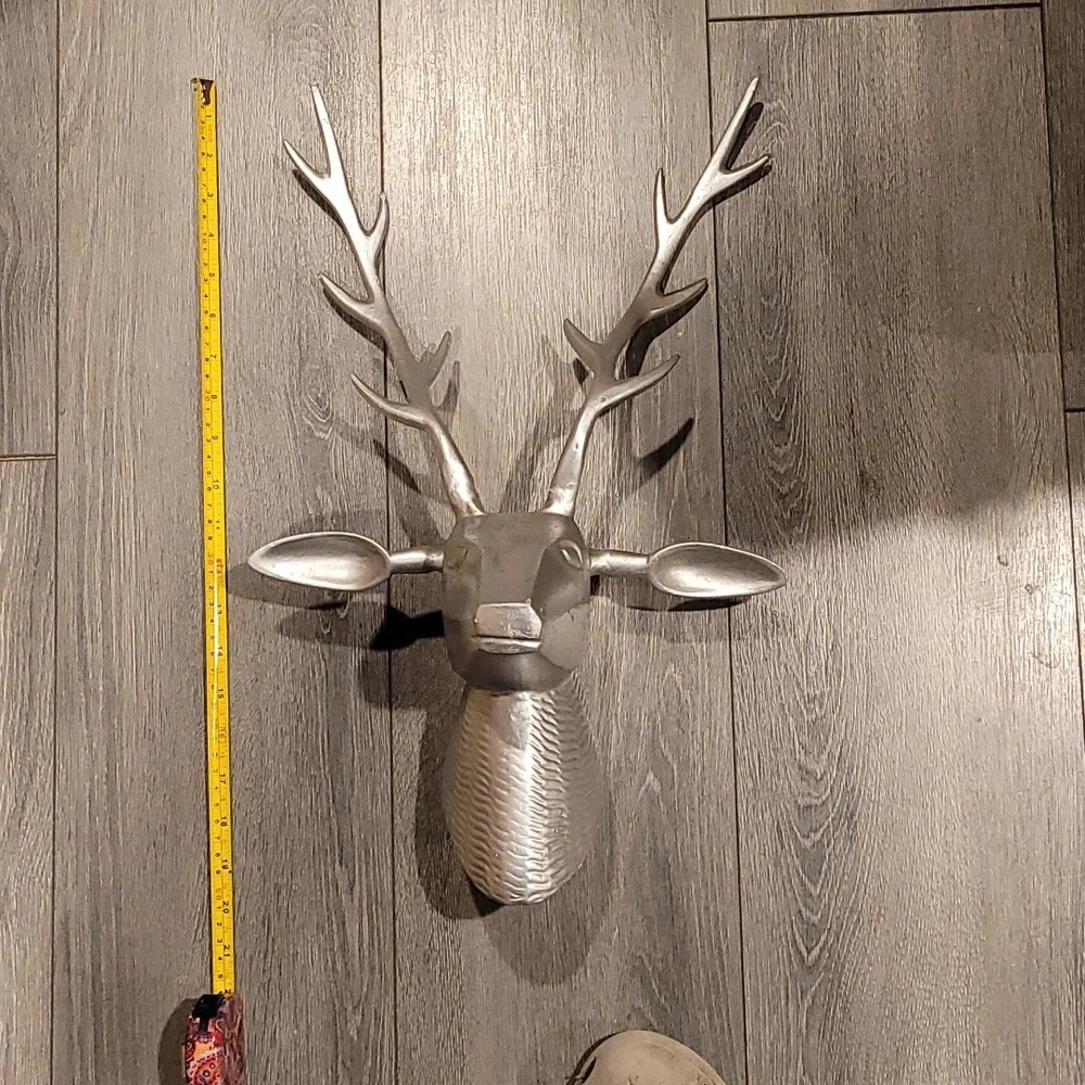 Silver Deer Head Wall Decor 12 X 20 - Picture 3 of 4